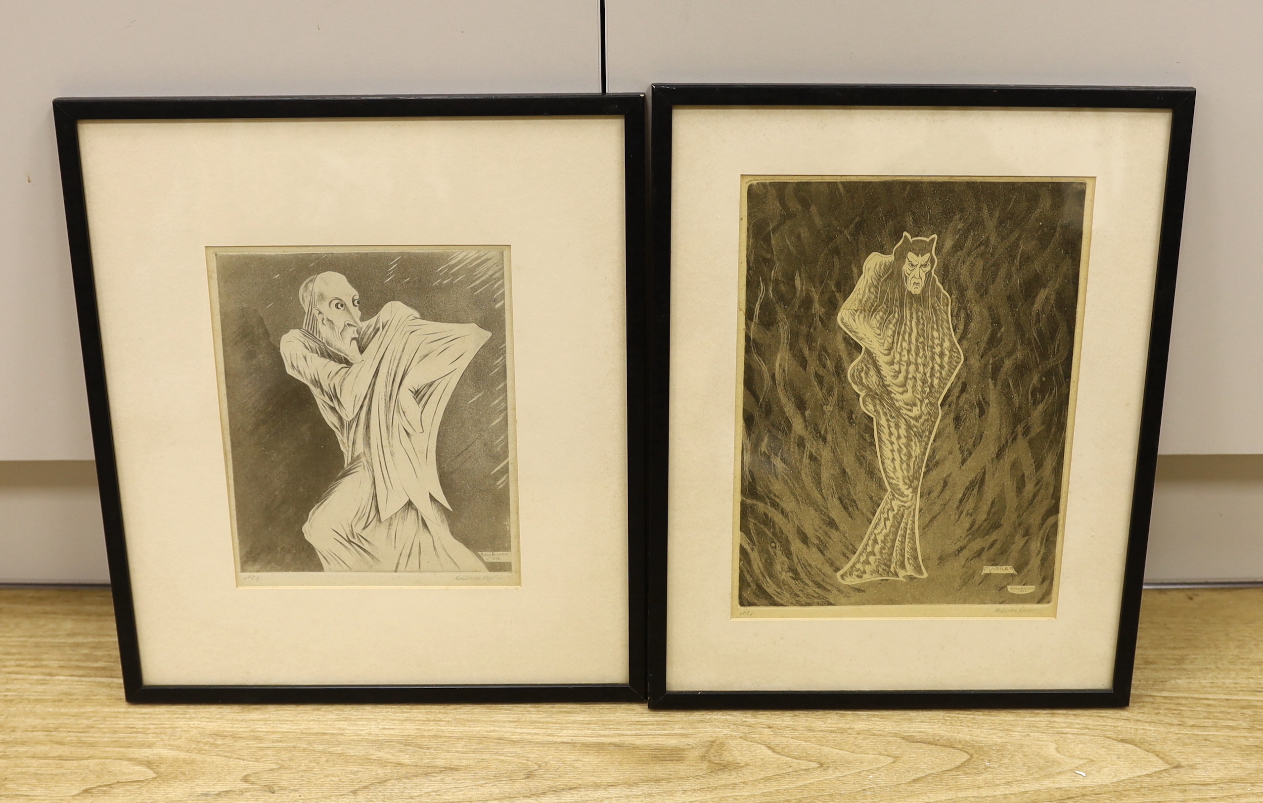 Hendrik Von Essen (1886-1947), two etchings, 'De Schichtige' and one other, each numbered 4 and signed in pencil, largest 31 x 22cm